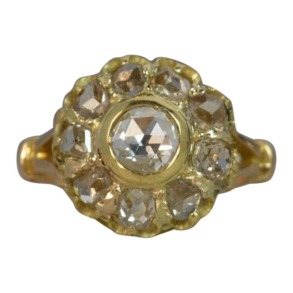 Victorian 2.0 Carat Rose Cut Diamond Rare Cluster Ring For Sale at 1stDibs