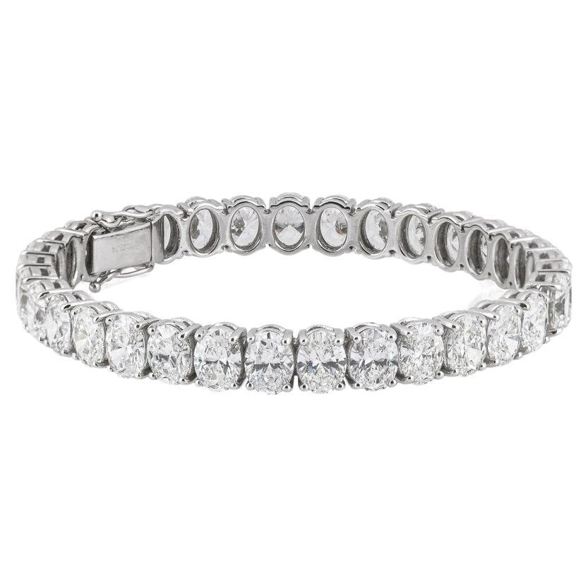 19 Carat Oval Cut Diamond Bracelet For Sale