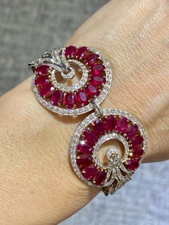 17 carat oval cut ruby and diamond bracelet