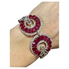 17 carat oval cut ruby and diamond bracelet