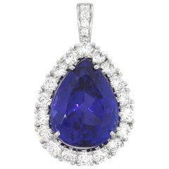 17 Carat Pear Shape Tanzanite Pendant with Diamonds