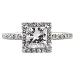 1.7 Carat Princess Diamond Ring Brilliant White 14K White Gold Refined Light