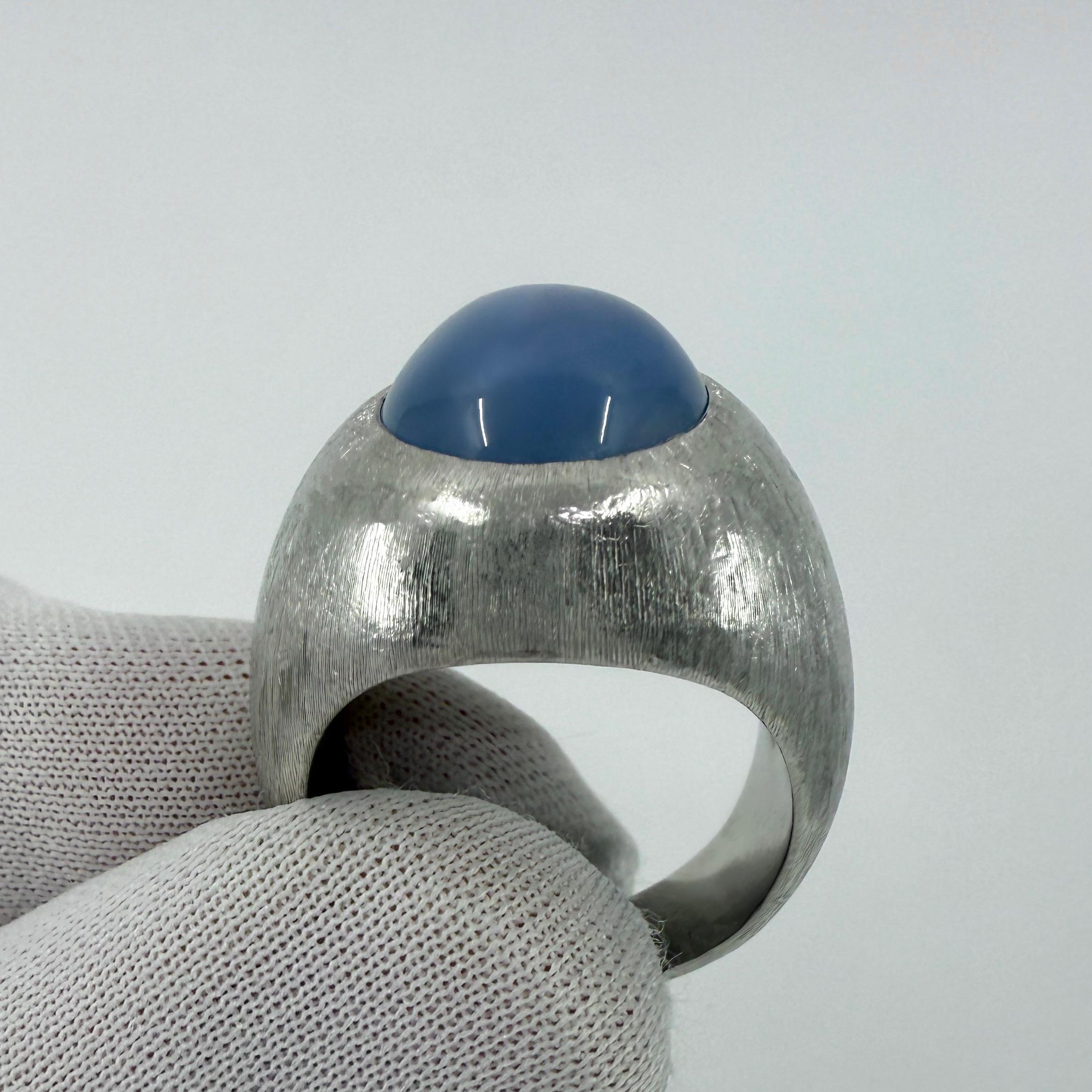 17 Carati Raro Anello Vintage Buccellati Stella Blu Zaffiro Cupola in Platino in vendita 1