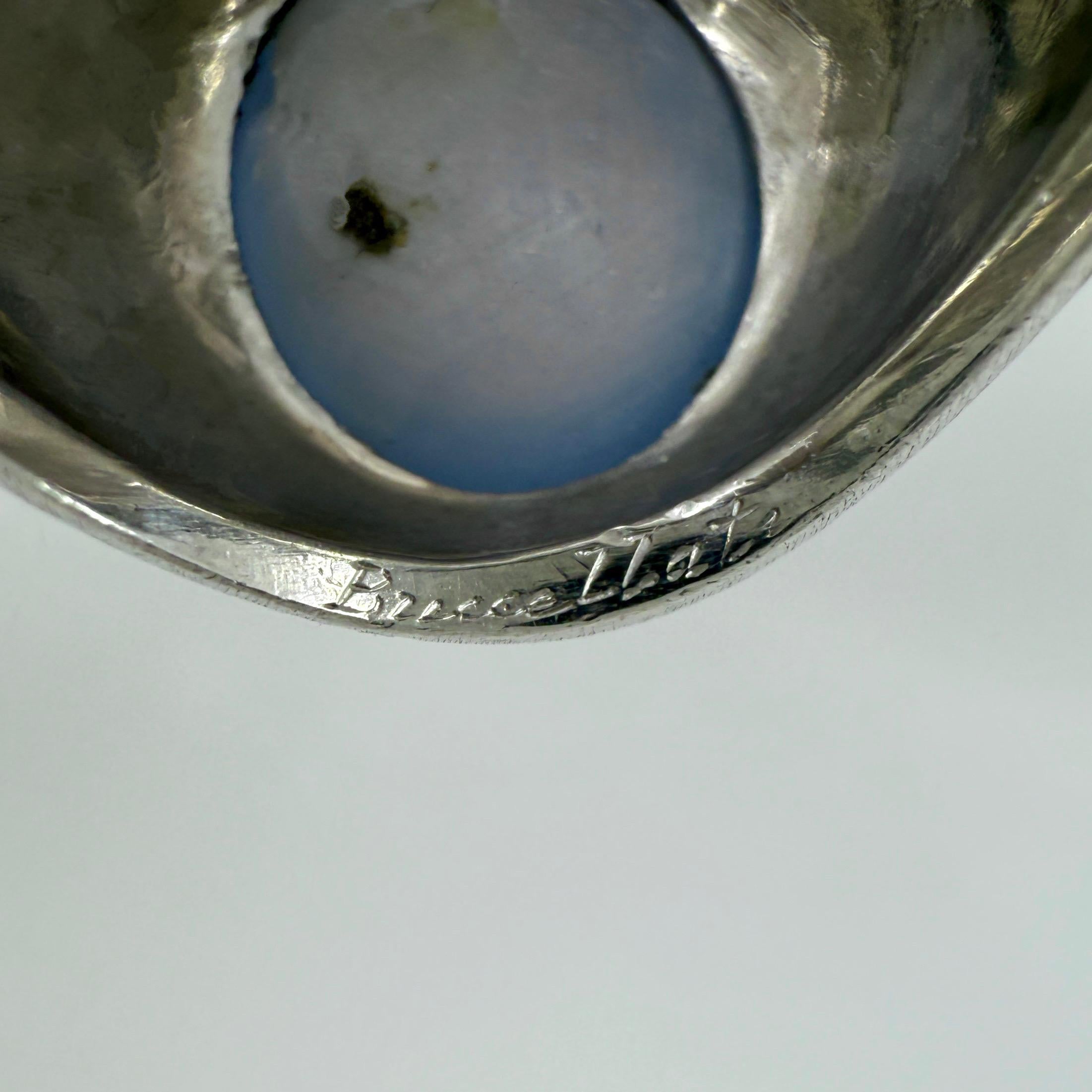 17 Carati Raro Anello Vintage Buccellati Stella Blu Zaffiro Cupola in Platino in vendita 3