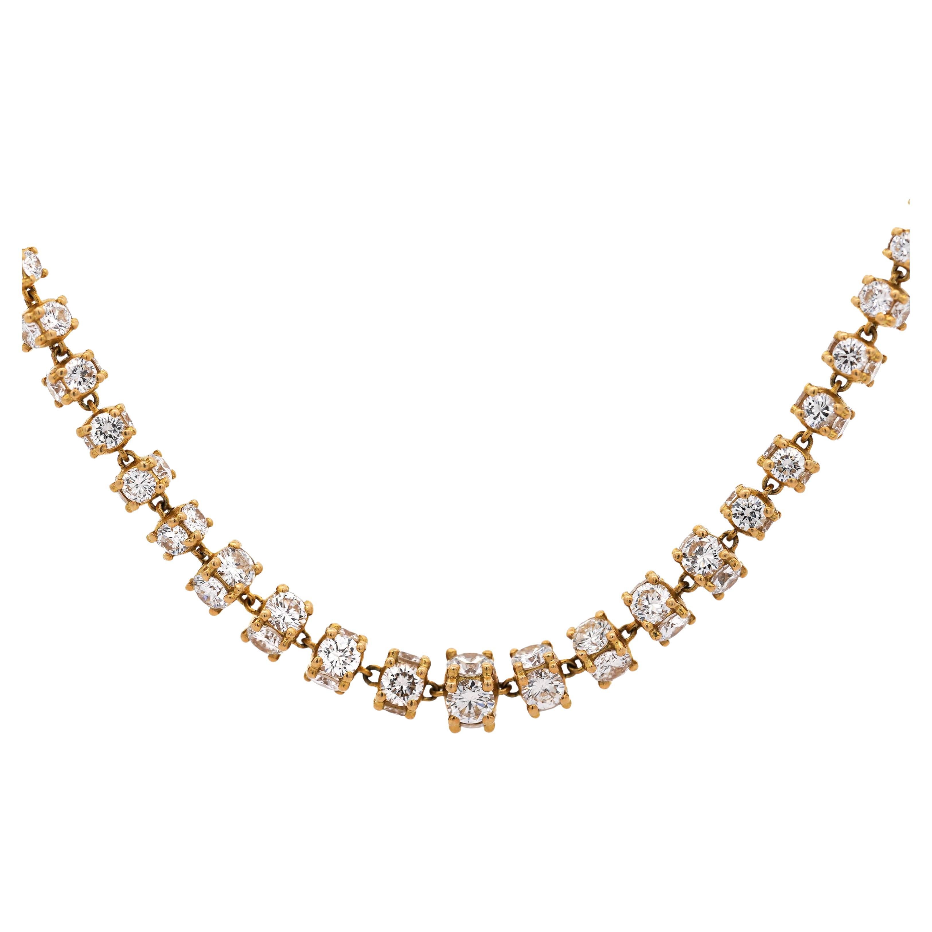 17 Carat Round Diamond 18K Gold Cylinder Chain Necklace