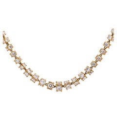 17 Carat Round Diamond 18K Gold Cylinder Chain Necklace
