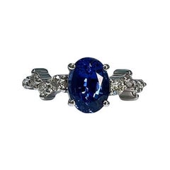 1.7 Carat Sapphire Oval Cluster Ring