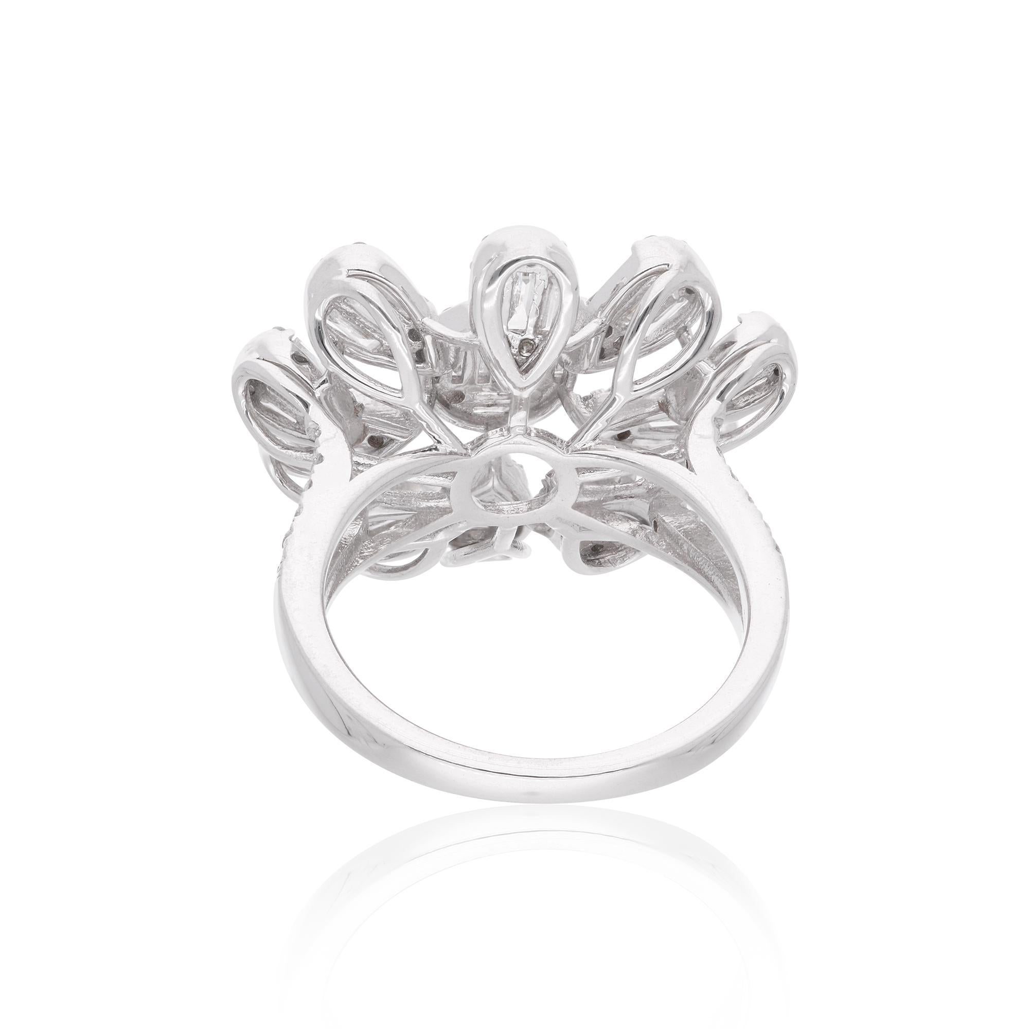 Modern 1.7 Carat SI Clarity HI Color Baguette Diamond Cocktail Ring 14 Karat White Gold For Sale