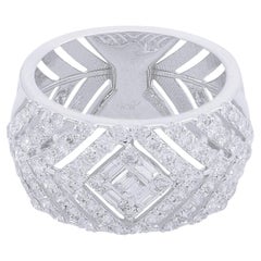 1.7 Carat SI Clarity HI Color Pave Diamond Band Ring 18 Karat White Gold Jewelry