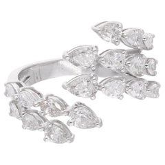SI/H Anillo de puño con diamantes pera Regalo de cumpleaños en oro blanco de 18 quilates 1,70 ct.