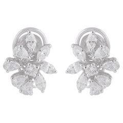 1.7 Carat SI/H Color Clustered Diamond Clip On Earrings 14 Karat White Gold