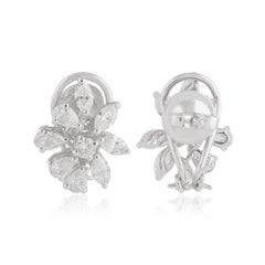 Orecchini a clip con diamanti a grappolo da 1,7 carati SI/H Color Oro bianco 18 carati