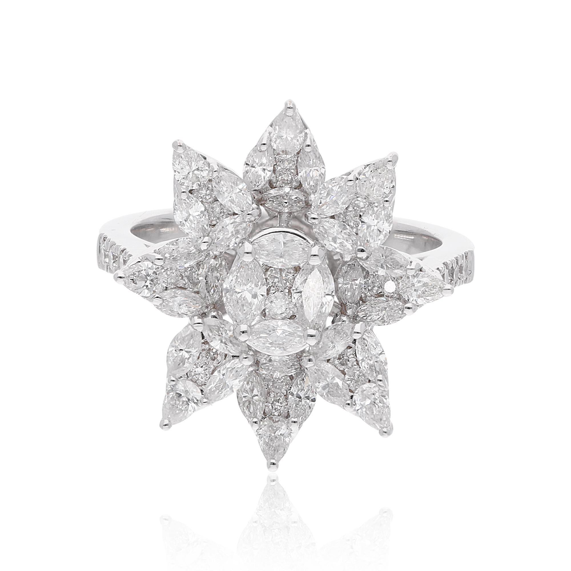 in vendita:  Anello floreale a grappolo di diamanti da 1,7 carati SI/H Oro bianco 14 carati Gioielli di pregio 6