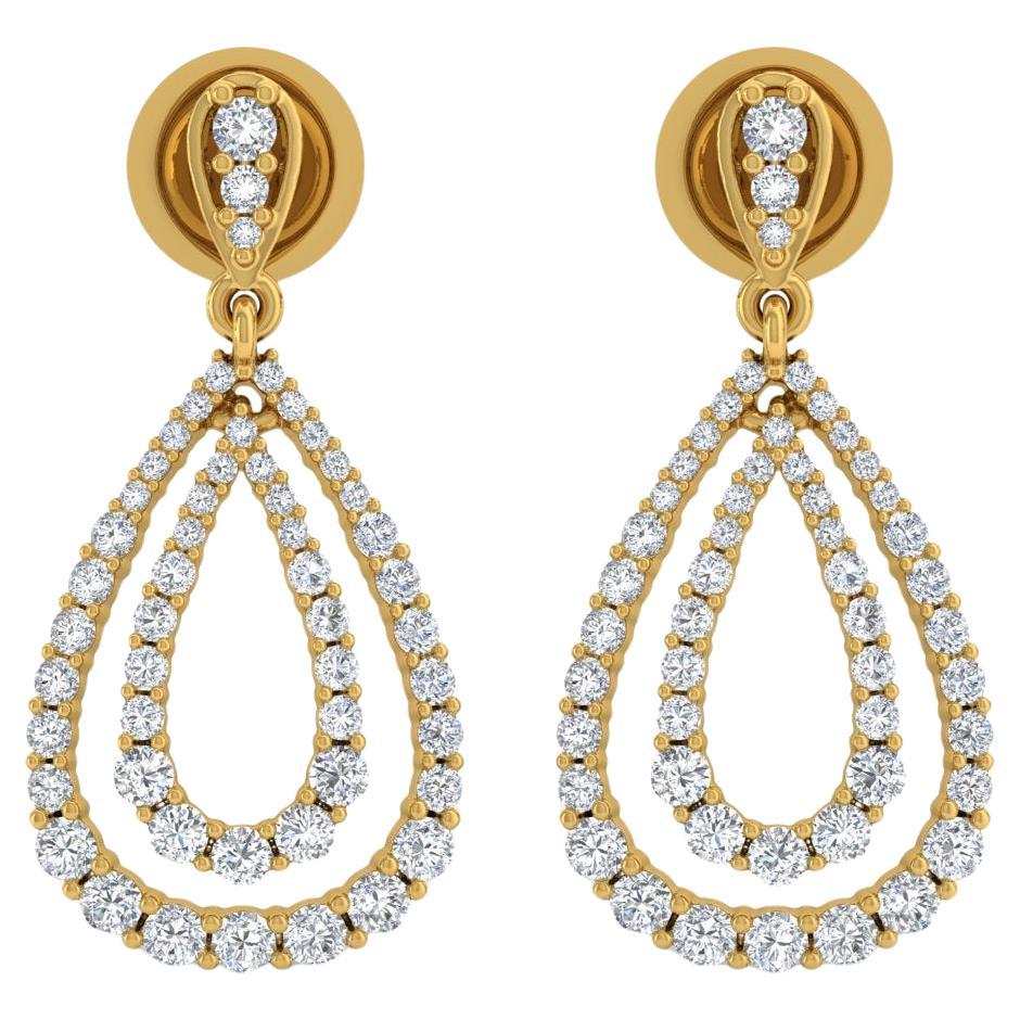 1.7 Carat SI/H Round Brilliant Cut Diamond Earrings 18 Karat Yellow Gold Jewelry