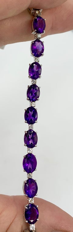 17 Carat Siberian Amethyst Diamond Stacking Tennis Bracelet 14 Karat White Gold