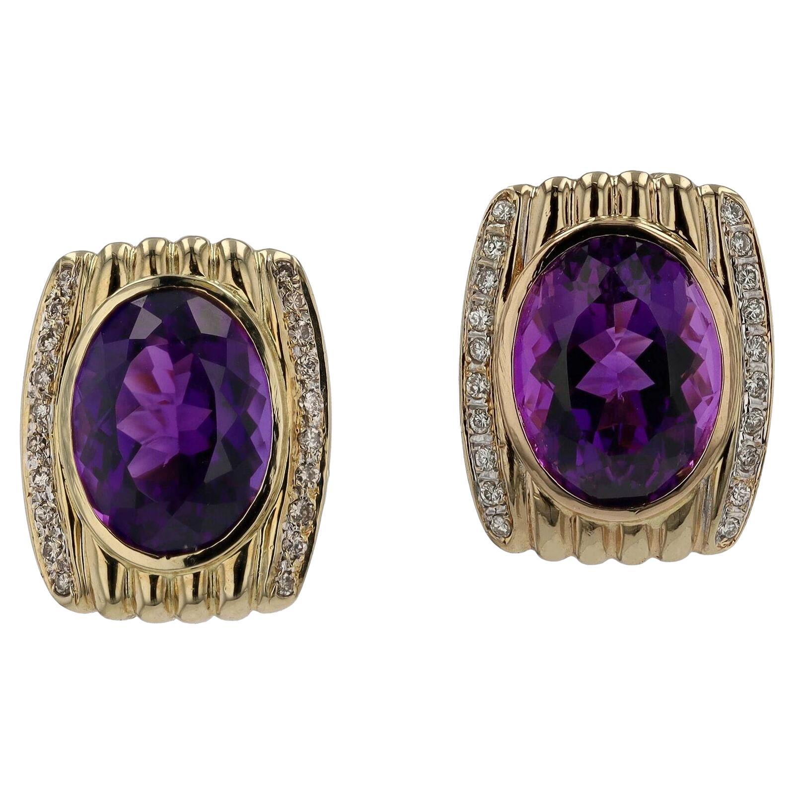Boucles d'oreilles à levier en améthyste sibérienne 17 carats
