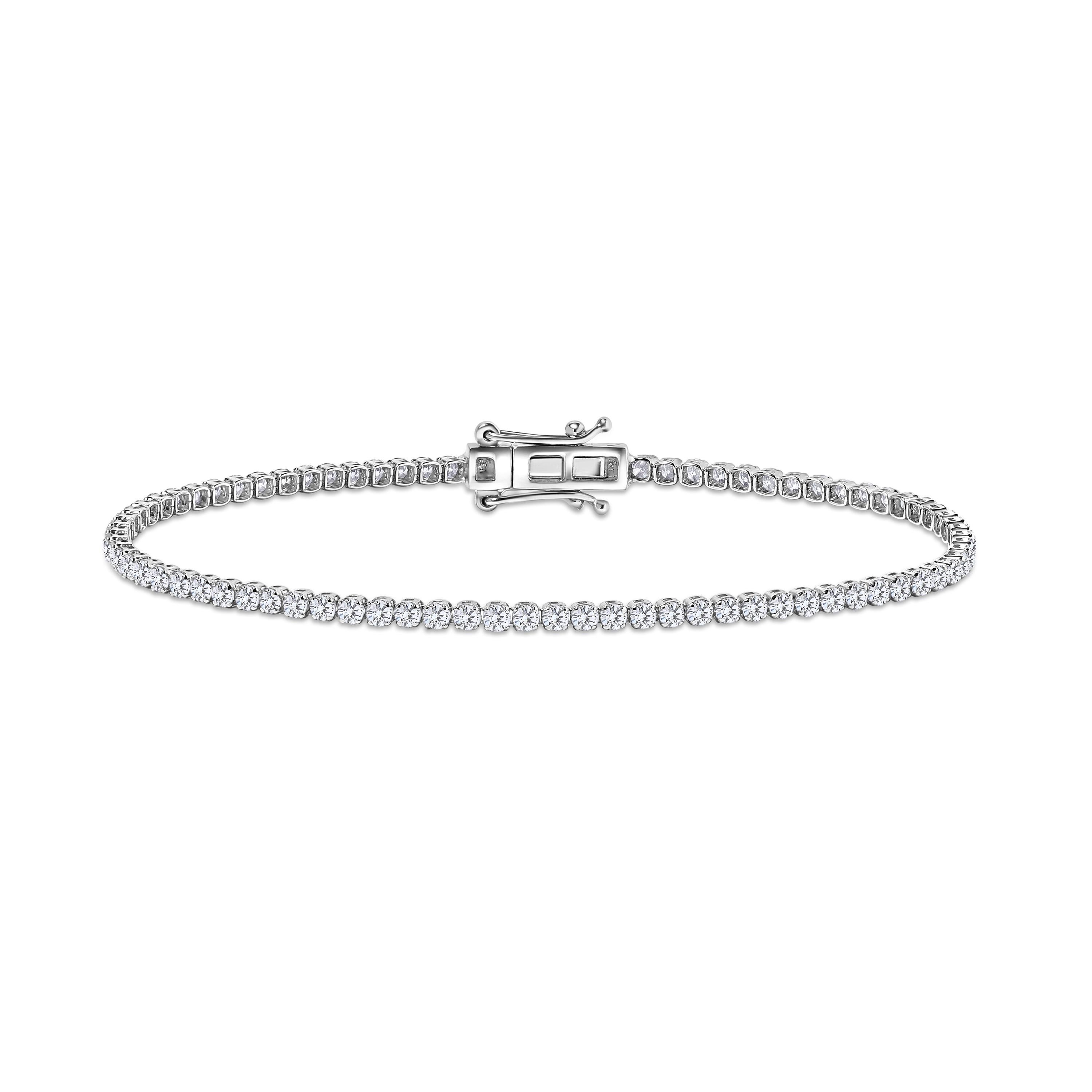 This ULTRA LIGHT WEIGHT TENNIS BRACELET features beautifully matched round natural diamonds minimum T.W. 1.7cts. Elegance for every moment. The length of bracelet is 7 inches.

DIAMOND DETAILS
Natural, Ethically sourced & Conflict free.
DIAMOND