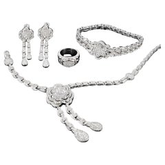 17 Carat White Gold Diamond Necklace Earrings Bracelet & Ring Jewelry Set