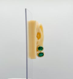17 Carats of Emerald Cushions In Double Bezel Prong Earrings in 18K Yellow Gold