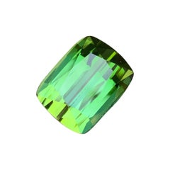 17 Karat Lebendiges Neon Grün Kissenschliff Turmalin Edelstein für feinen Schmuck 16mm