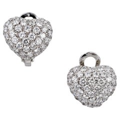 1.7 Carats White Gold Diamond Heart Ear Studs, by Leo Pazzi