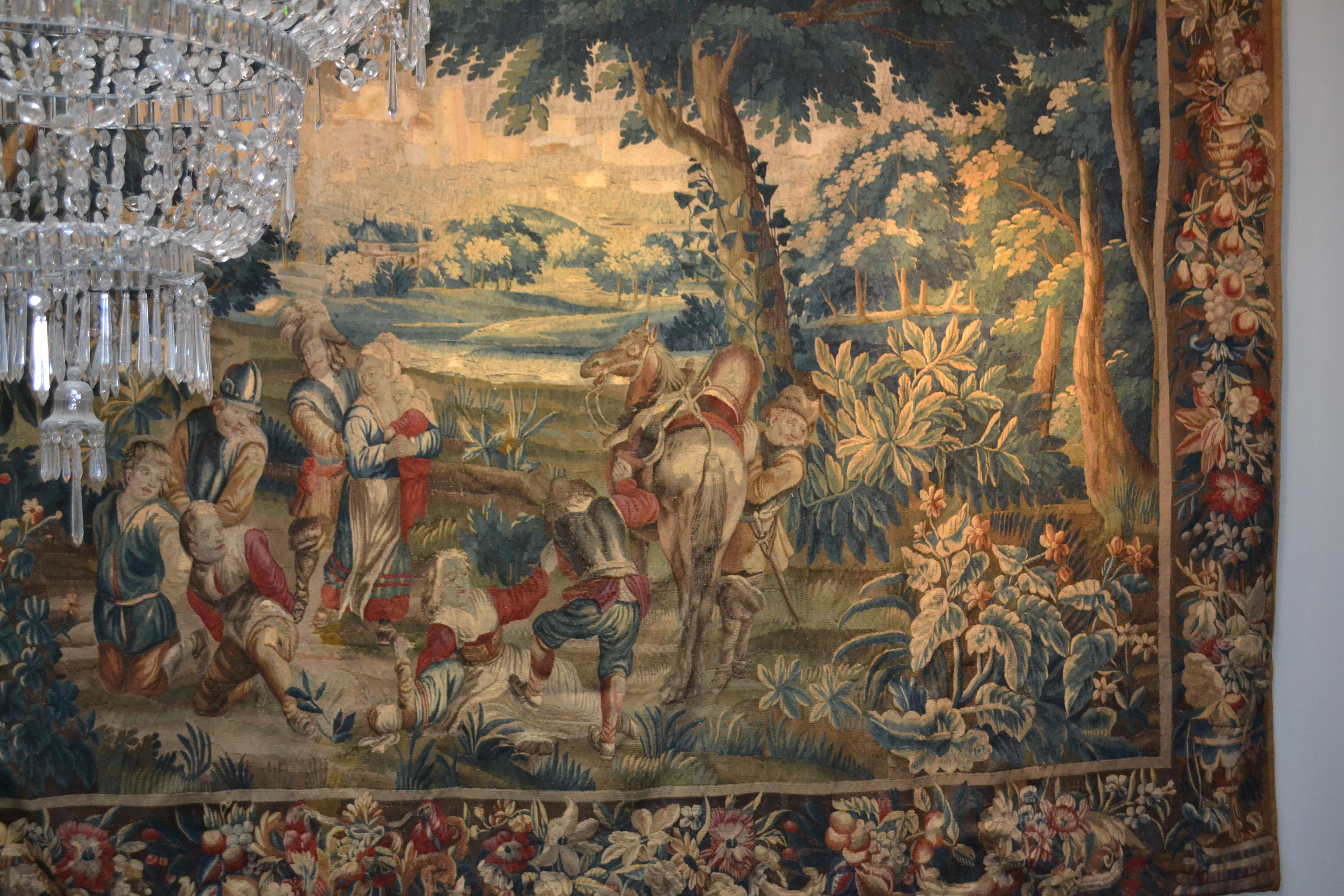 Wool 17th Century Flemish Tapestry from the Estate of Baron Munchausen