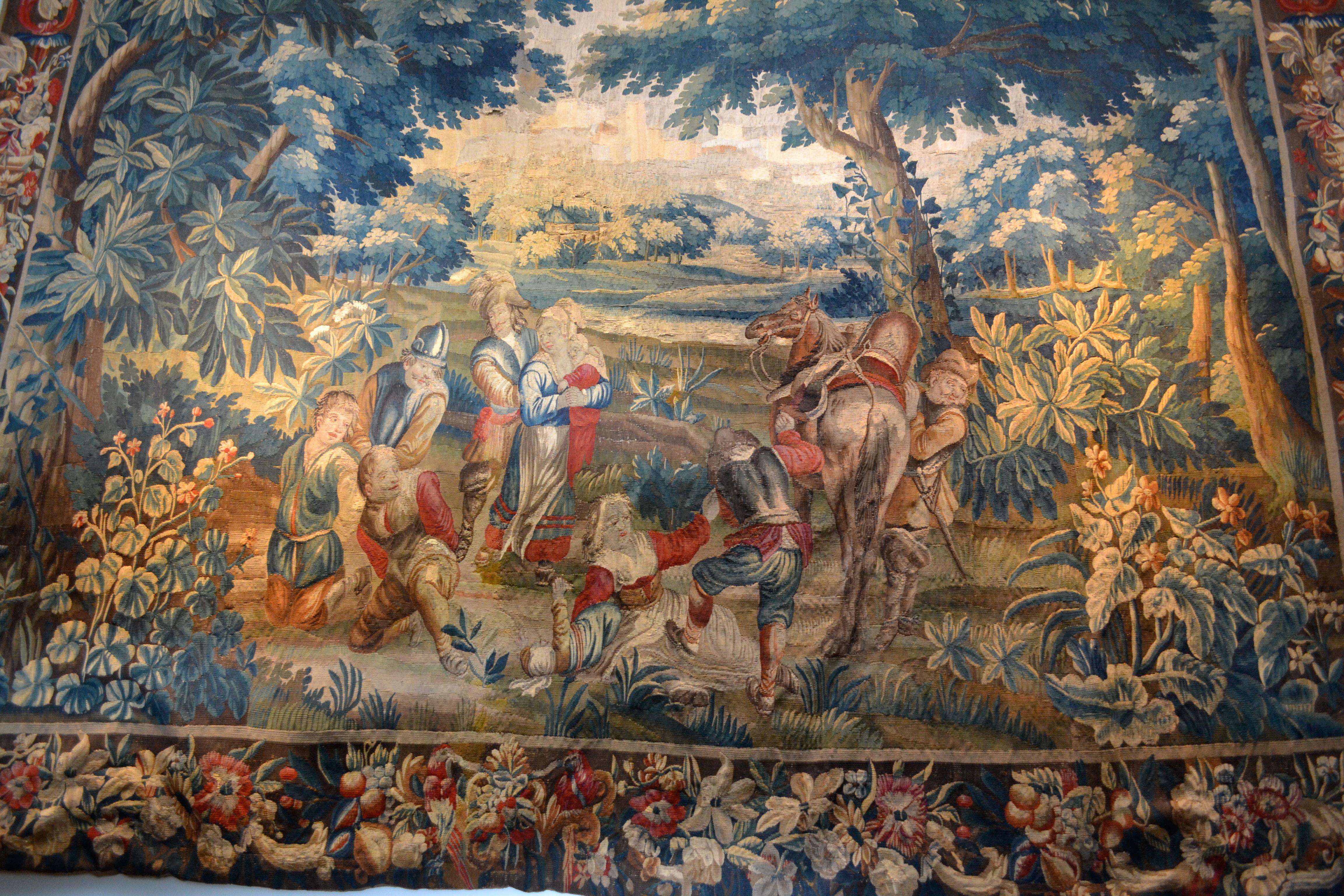 Hand-Woven 17th Century Flemish Tapestry from the Estate of Baron Munchausen
