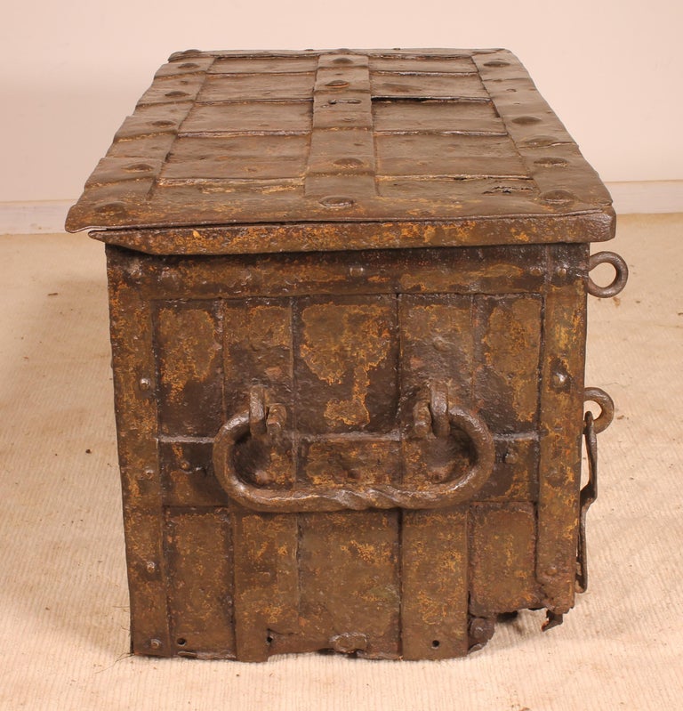 Renaissance 17th Century Nurenberg Chest in Wrought Iron For Sale