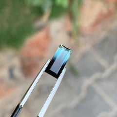 1.7 Ct Blue Black Bicolor Tourmaline Gemstone Emerald Cut for Jewellery