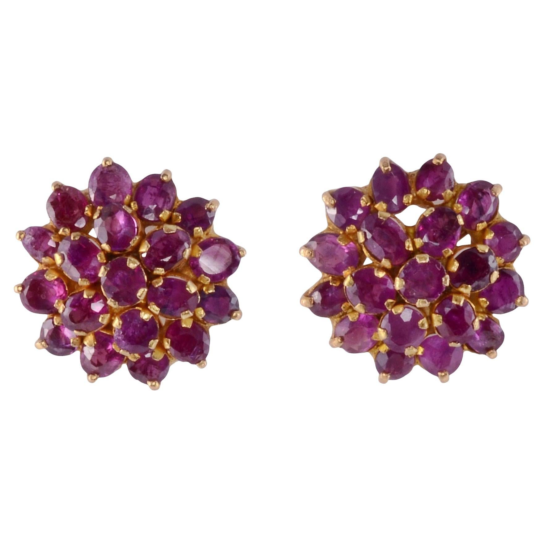 Striking 8.06ctw Ruby Cluster Earrings at 1stDibs