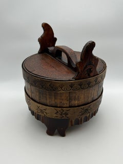 1700s/Early 1800s Antique Rustic Butter Bucket, Norway, Museum Quality Folk Art