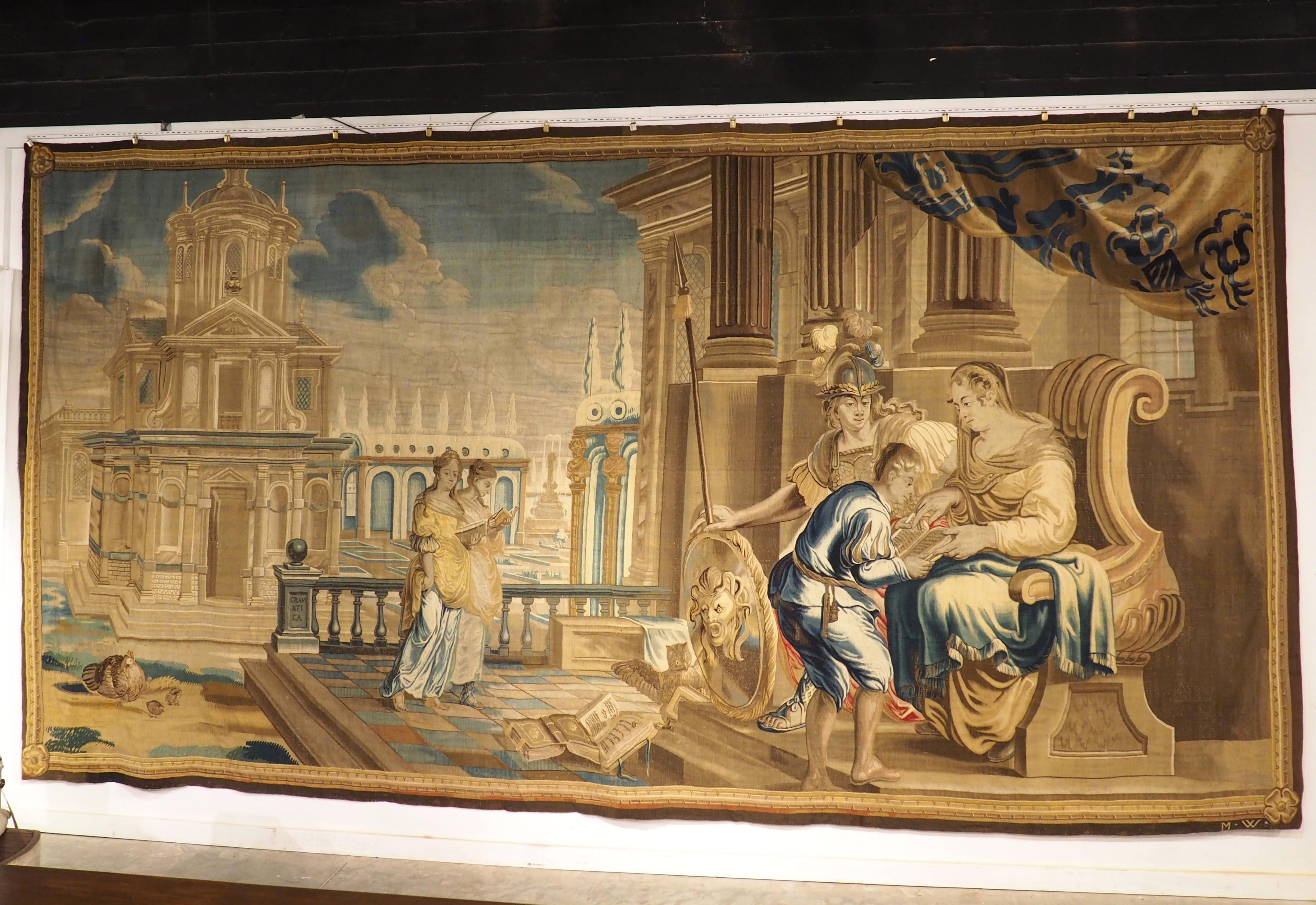 17 Foot Long Signed Flemish Tapestry from the Series of 7 Liberal Arts, C. 1670 For Sale 12