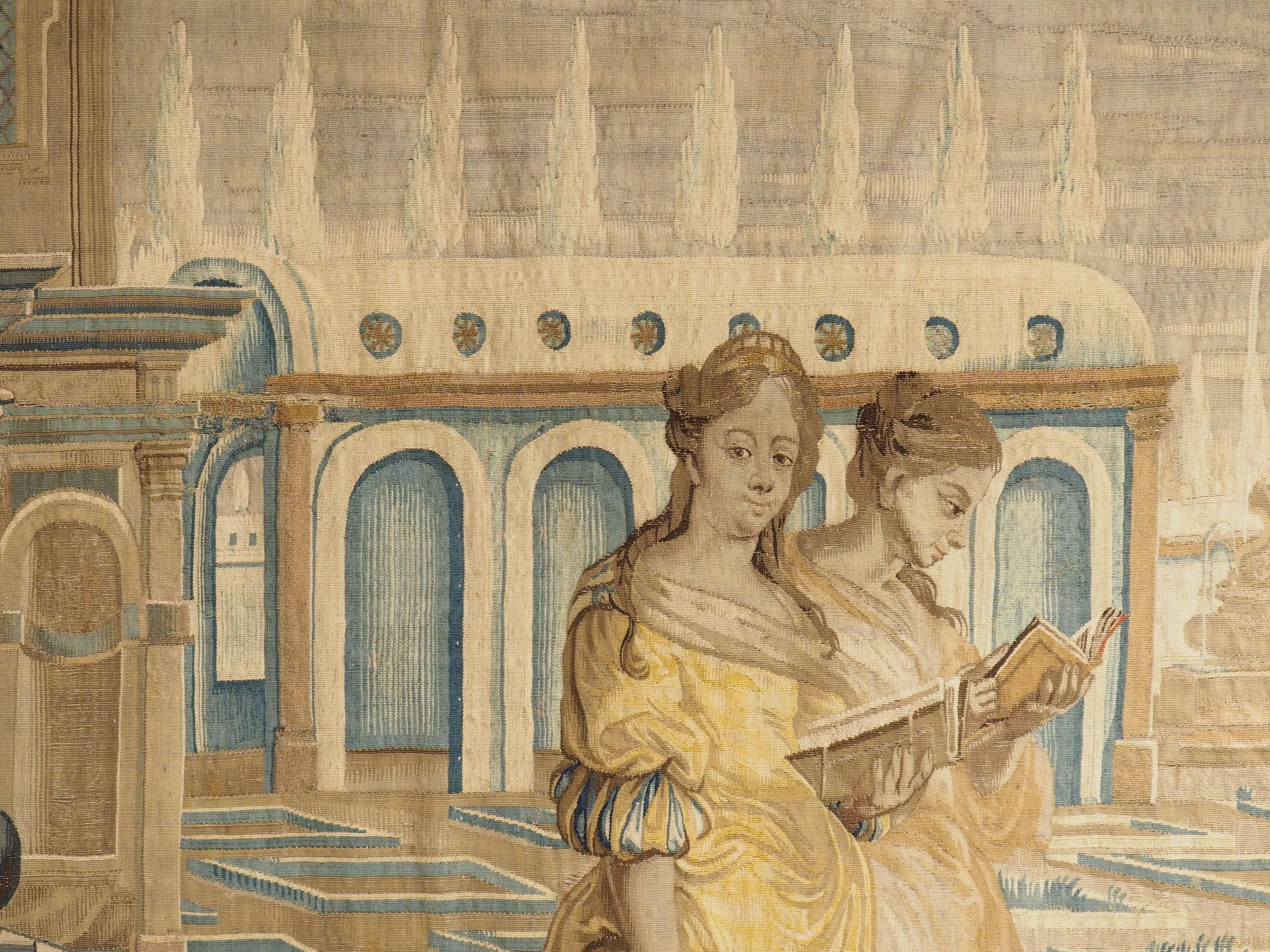 Hand-Woven 17 Foot Long Signed Flemish Tapestry from the Series of 7 Liberal Arts, C. 1670 For Sale