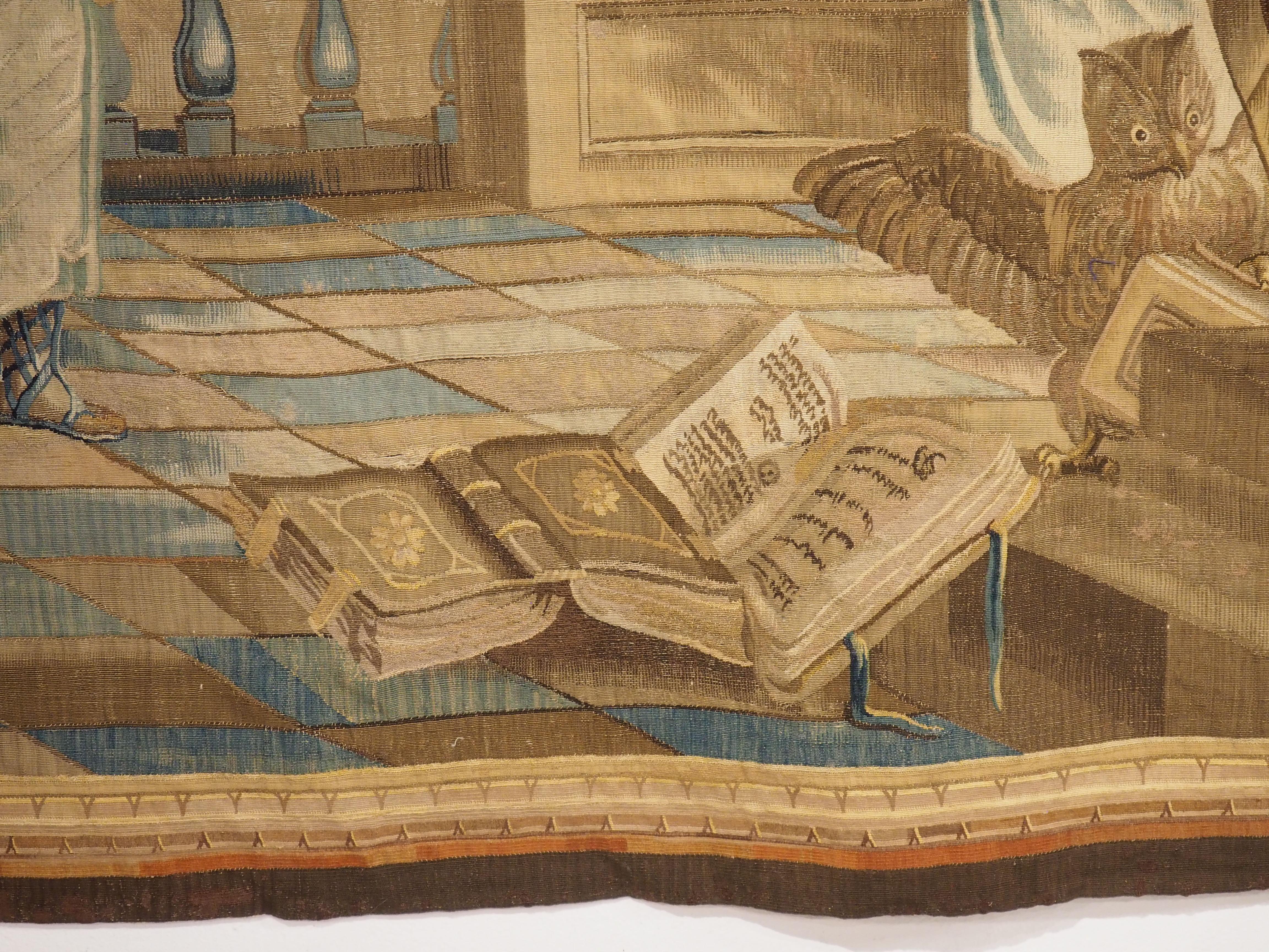 17th Century 17 Foot Long Signed Flemish Tapestry from the Series of 7 Liberal Arts, C. 1670 For Sale