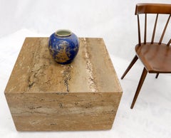 Cube Square Shape Travertine Marble Coffee Table on Wheels