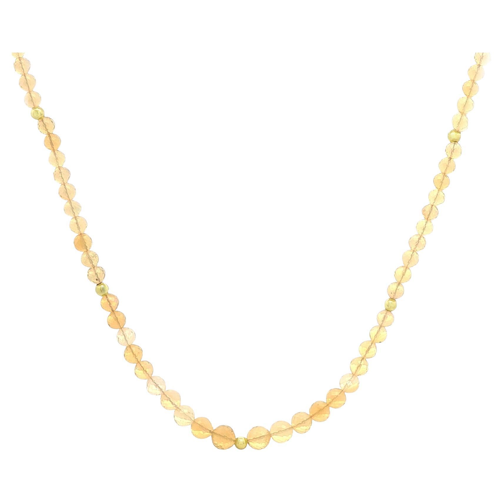 Collana di perline di opale etiope sfaccettato da 17 pollici con accenti in oro 14K