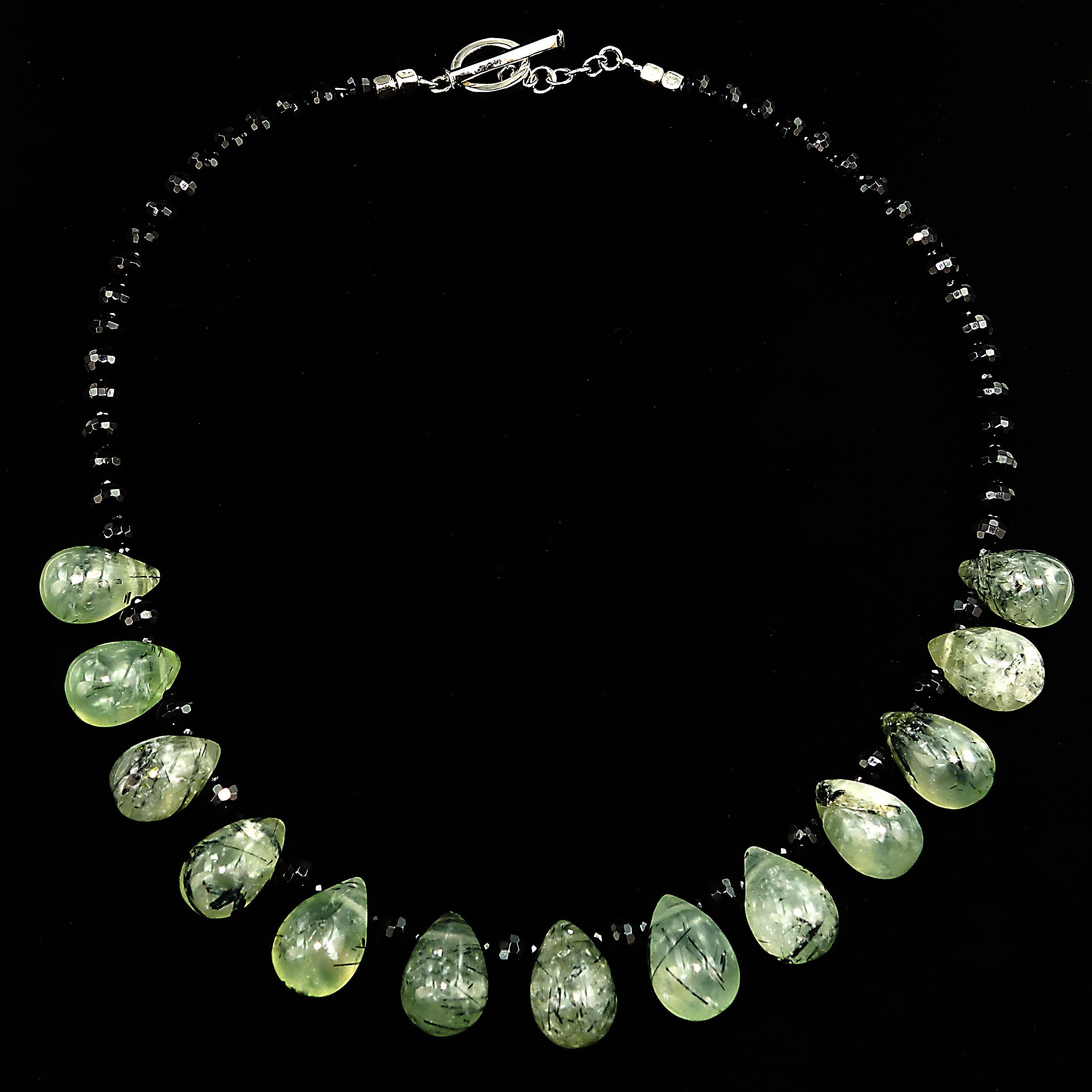 Artisan AJD Green Prehnite and Black Onyx Necklace