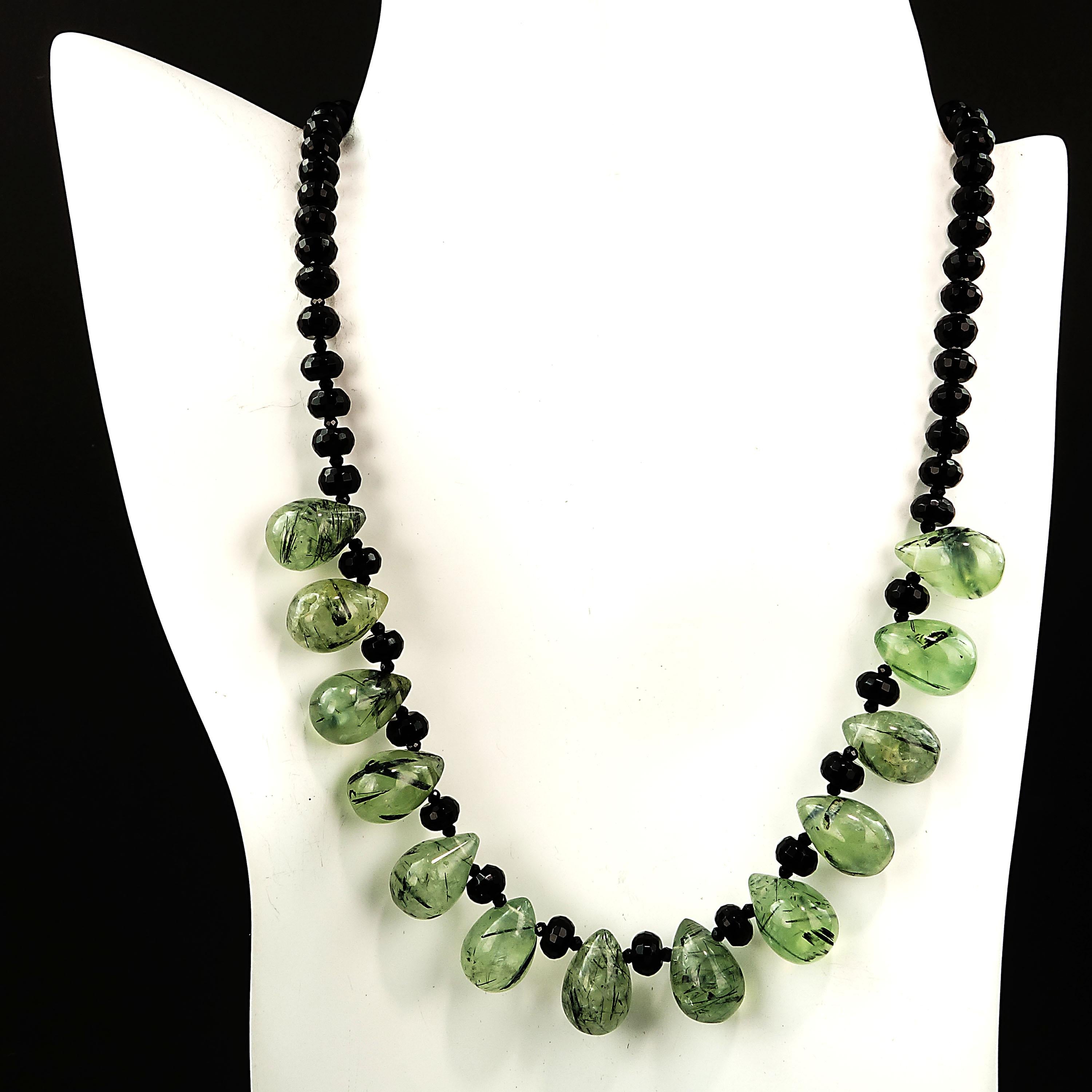 AJD Green Prehnite and Black Onyx Necklace 1