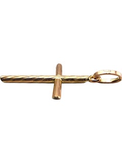 17 Karat Yellow Gold Textured Cross Pendant #24064