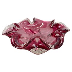 1.7 kg Pink-Purple Murano Glass Bowl Element Shell Ashtray Murano, Italy, 1970s