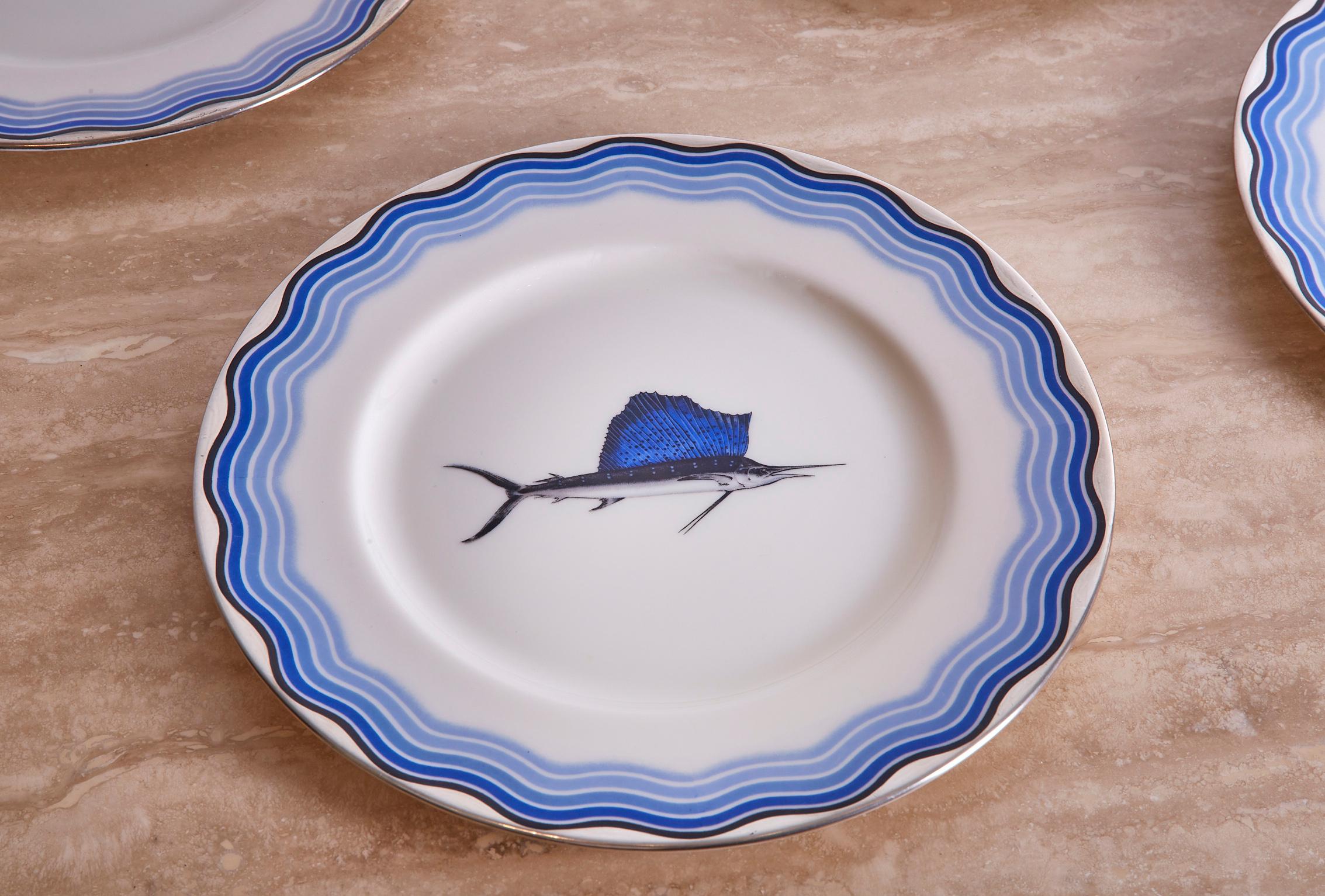This is a fabulous set of 17 Lenox custom order service plates with undulating 