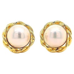 Mabe Pearl and 18 K Earrings