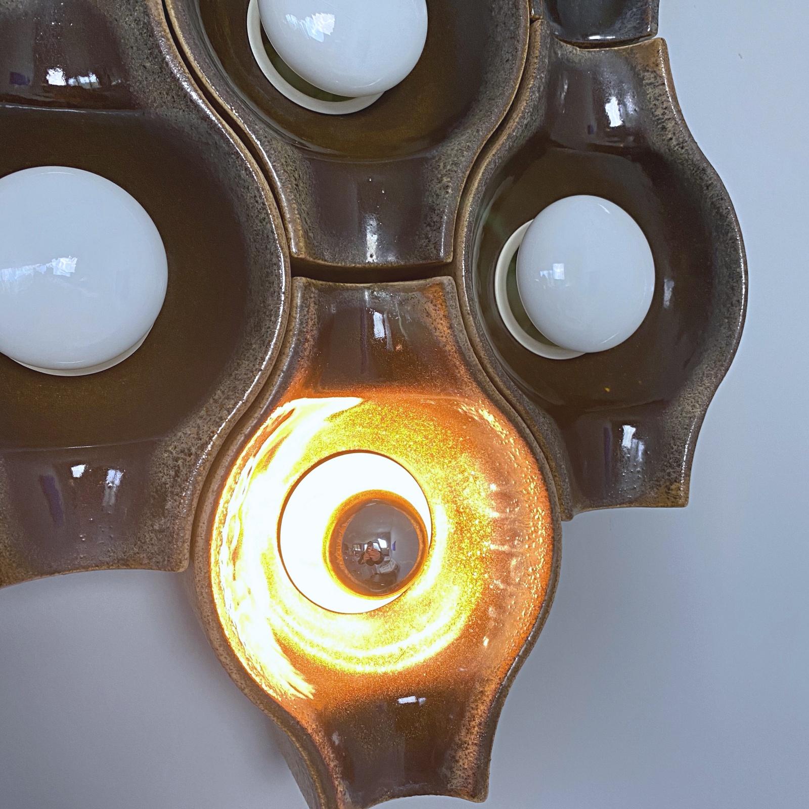 17 Lampade da parete in ceramica modernista di Zalloni per Leola, anni '60, Germania In condizioni buone in vendita a Biebergemund, Hessen