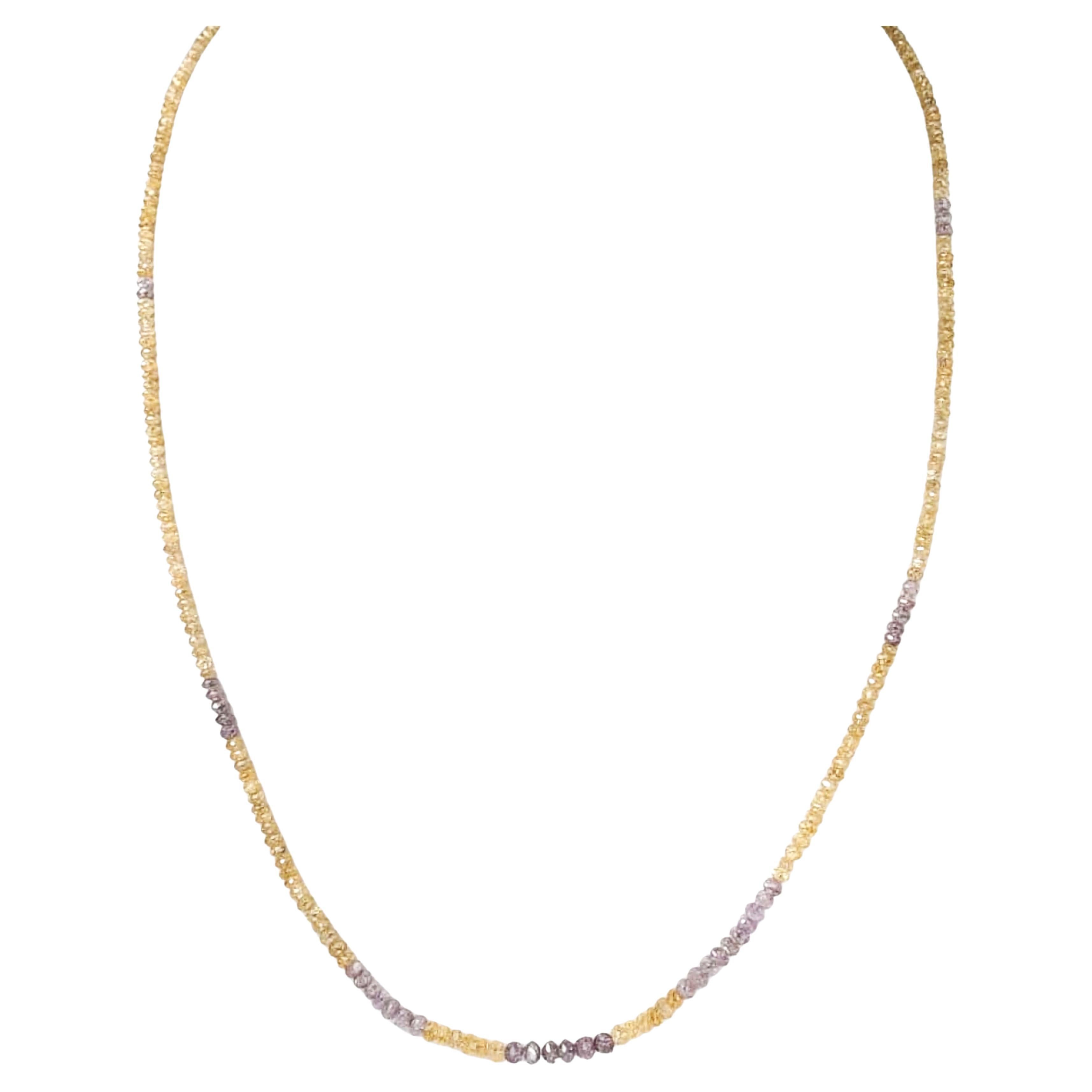 Collana da 17" con diamanti naturali gialli e viola (19,00ct) in oro giallo 14K