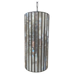 17" Post Modern Copper Mirrored Cylinder Chandelier