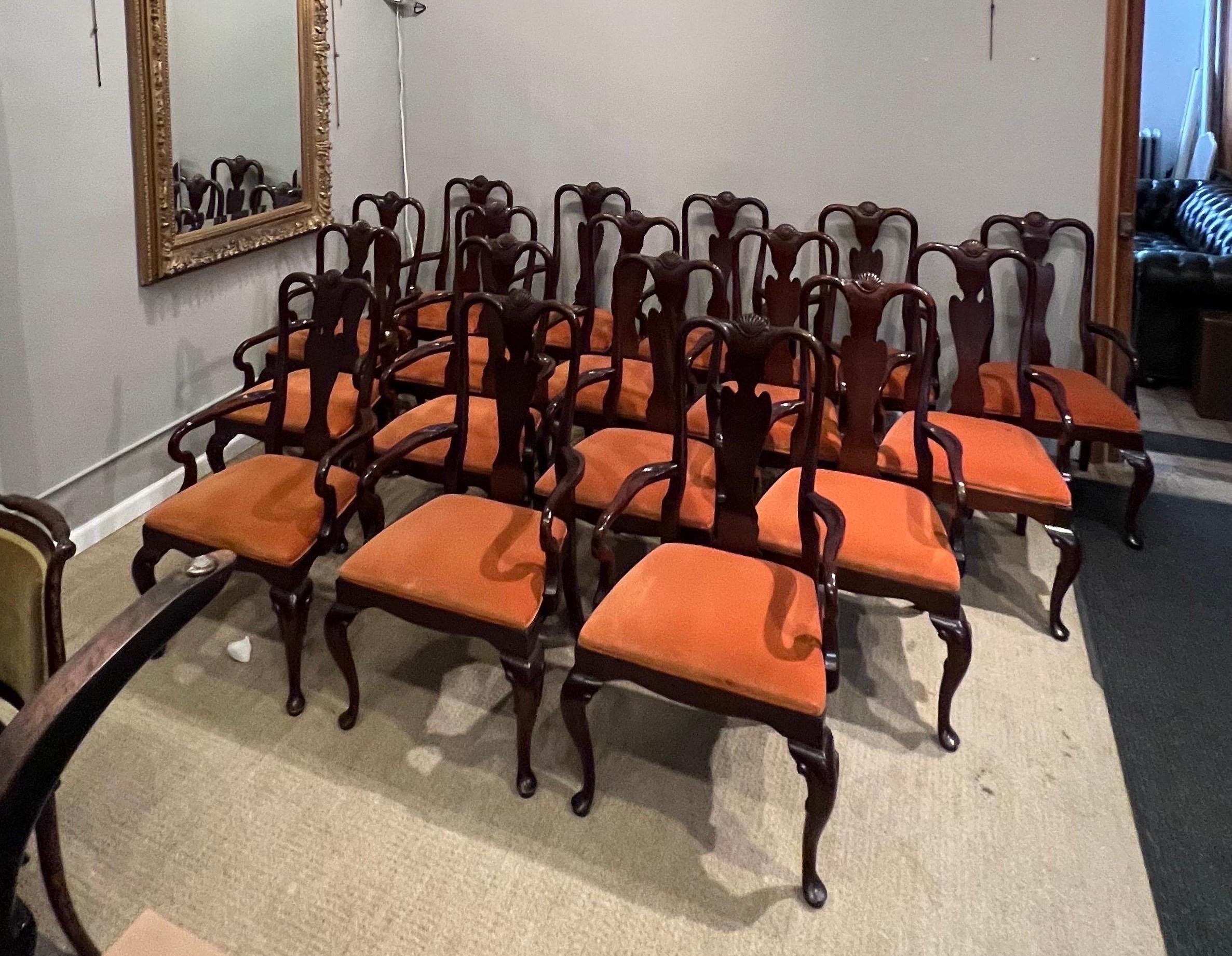 17 Queen Anne style Mahogany Armchirs  For Sale 10