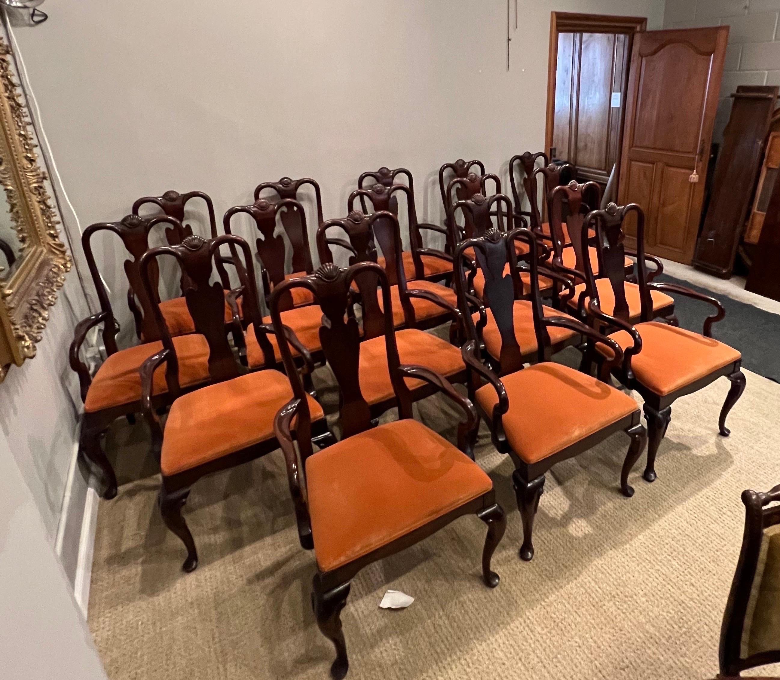 17 Queen Anne style Mahogany Armchirs  For Sale 11