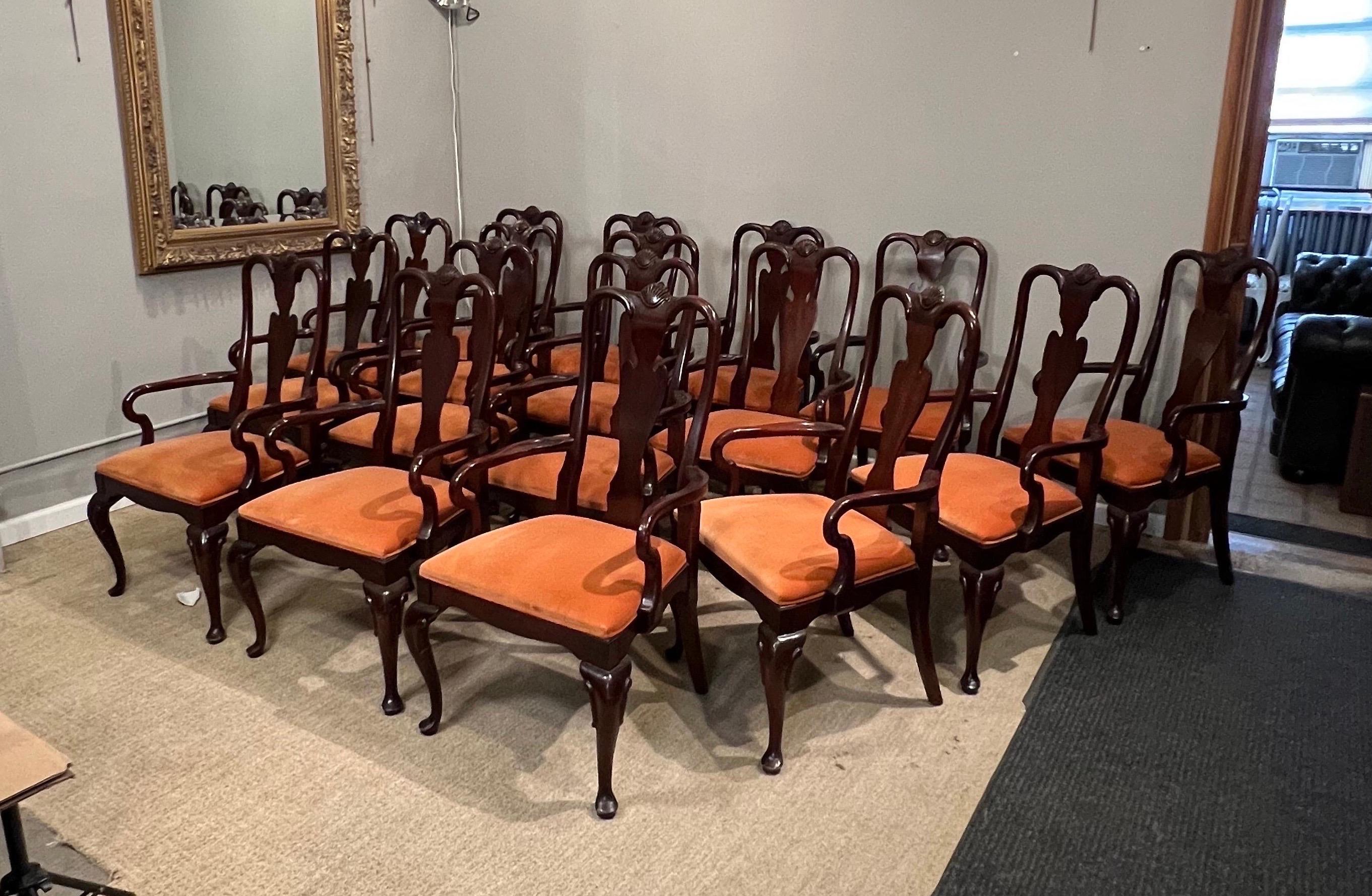 17 Queen Anne style Mahogany Armchirs  In Good Condition For Sale In New York, NY