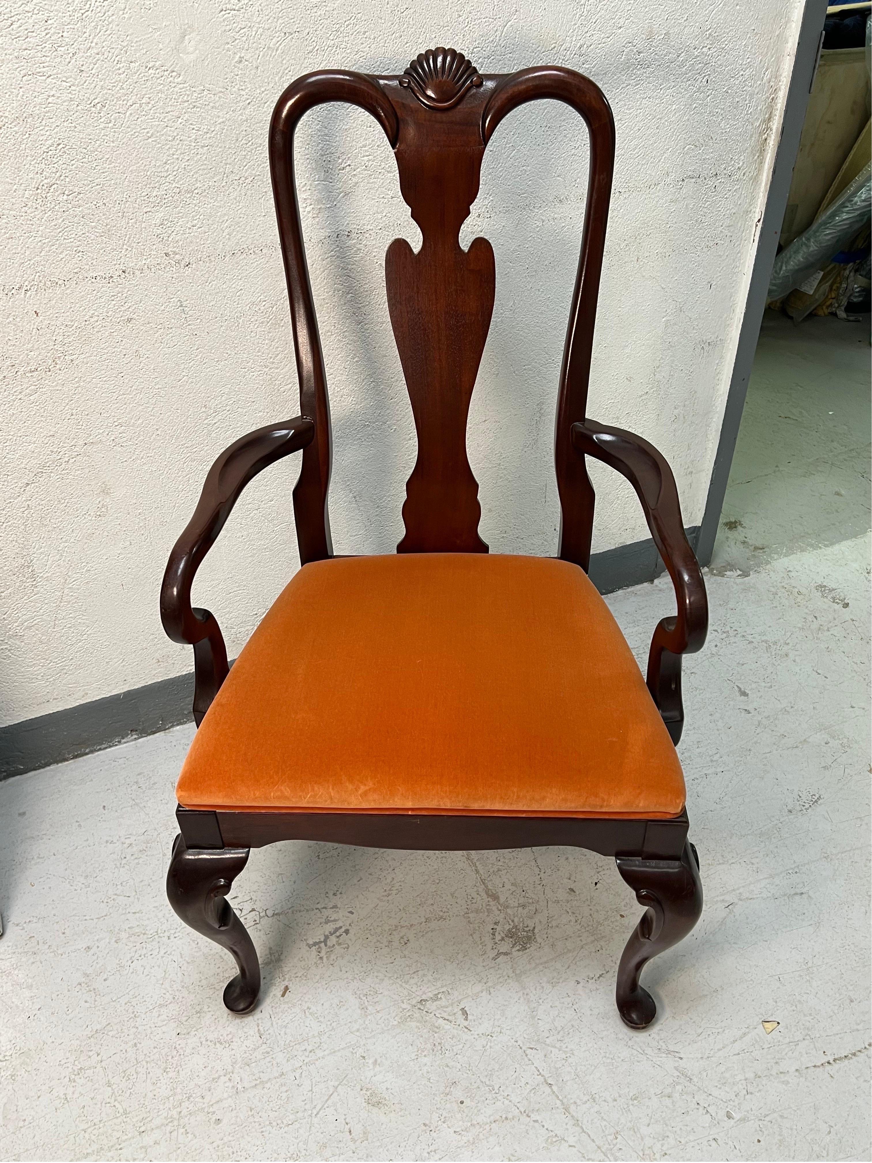 Late 20th Century 17 Queen Anne style Mahogany Armchirs  For Sale