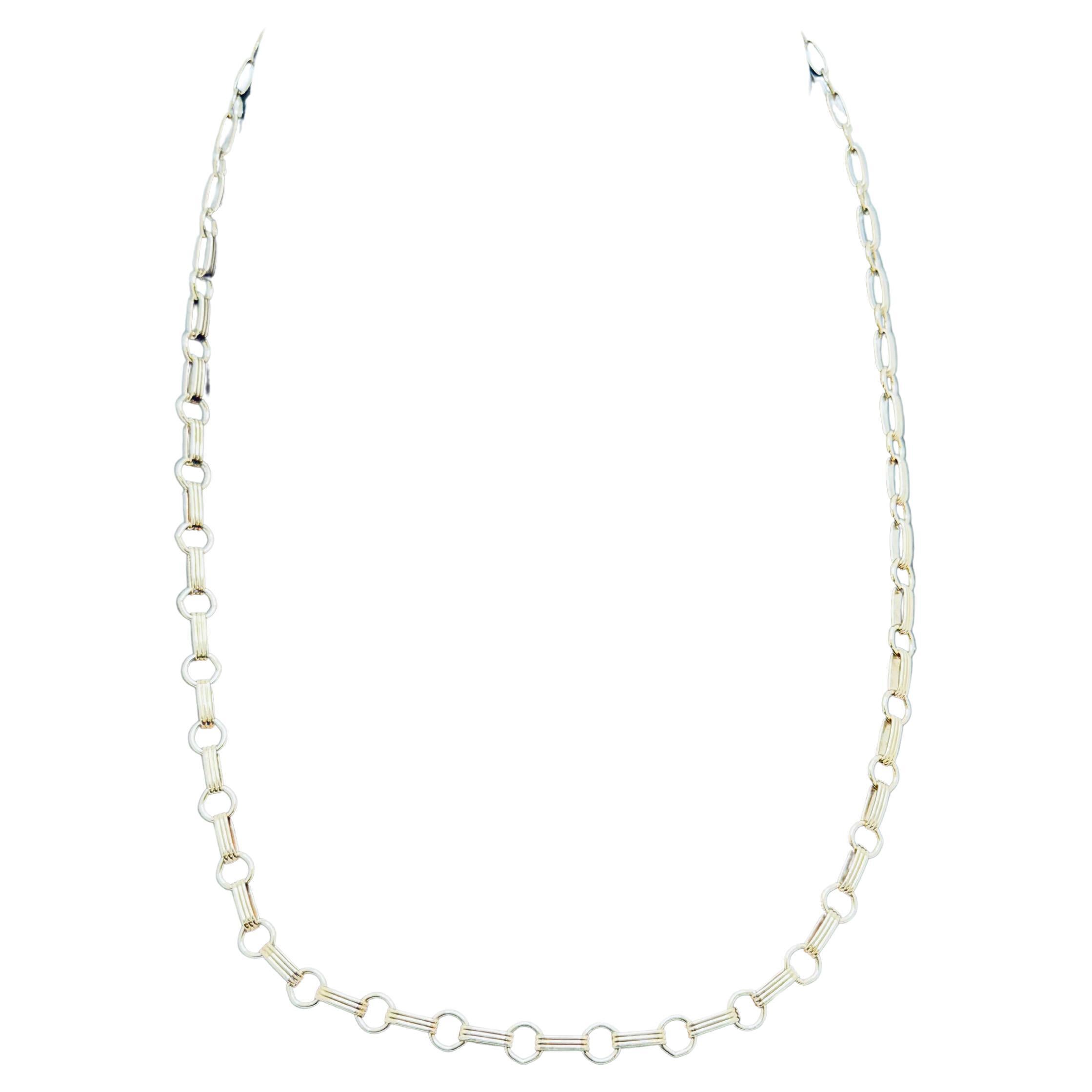 17" Rounded Figaro Link Necklace 14K Yellow Gold